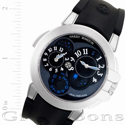 Harry Winston OCEATZWW002 Dual Time Automatic Male 18k White Gold