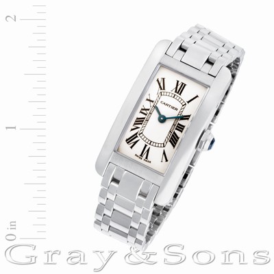 Cartier w26019L1 Tank American Quartz Female 18k White Gold