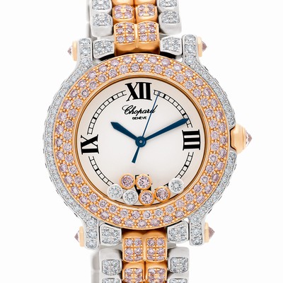 Chopard 27/6181-29 Happy Sport Quartz Female 18k White and Pink Gold