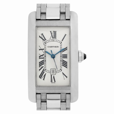 Cartier W26036L1 Tank Americaine Automatic Unisex 18k White Gold