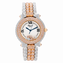 Chopard 27/6181-29 Happy Sport Quartz Female 18k White and Pink Gold